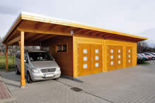 Bertsch Holzbau-Garage Elegance 5692P with side Carport Pic 2