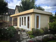 FPL9555 - Flat Roof Log Cabin 300x400 with 3m canopy